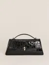Reformation Gia Shoulder Bag In Black Croc-effect