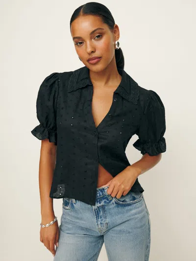 Reformation Gibson Top In Black Eyelet