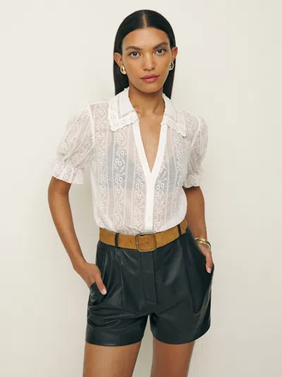 Reformation Gibson Top In White Embroidery