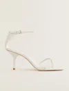 Reformation Gigi Strappy Mid Heel Sandal In White Patent