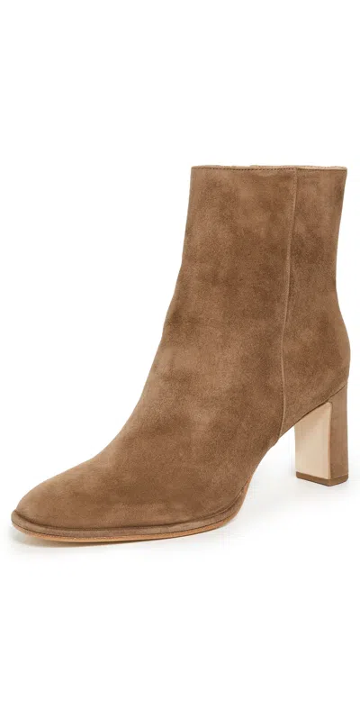 Reformation Gillian Ankle Boots Farro Suede In Brown