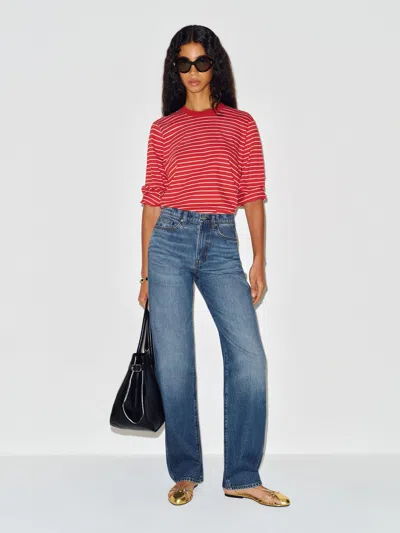 Reformation Gina High Rise Bow Leg Jeans Blue Denim 23