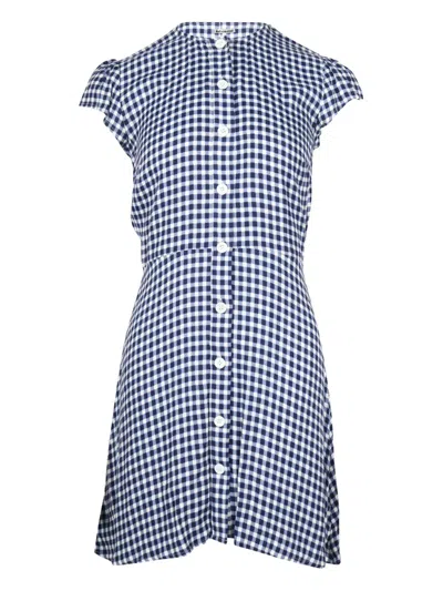 Pre-owned Reformation Gingham-check Mini Dress In Blue
