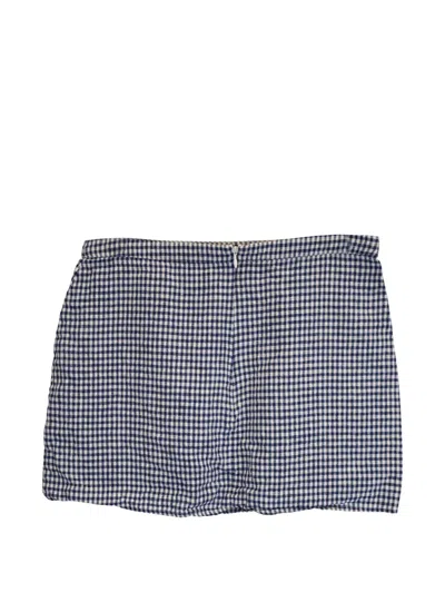 Pre-owned Reformation Gingham-pattern Mini Skirt In Blue