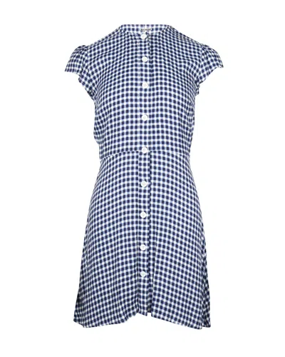 Reformation Gingham Print Mini Dress In Blue Viscose