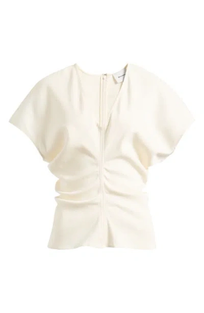 Reformation Ginie Ruched Cap Sleeve Top In White