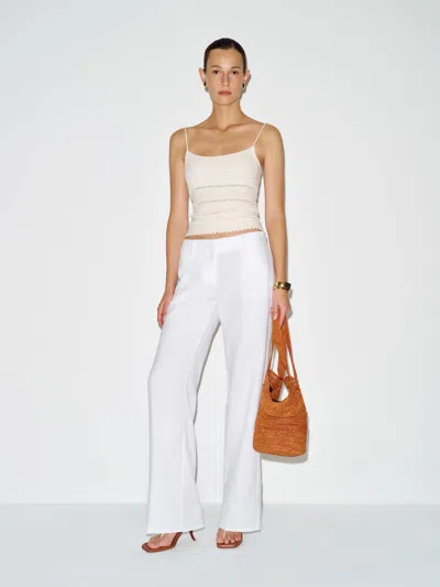 Reformation Gisele Low Rise Linen Pant Ivory 12 In White
