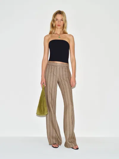 Reformation Gisele Low Rise Linen Pant Natural 12 In Brown