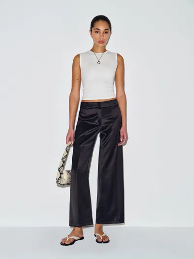 Reformation Gisele Satin Low Rise Cropped Pant Black 12