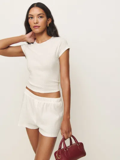 Reformation Giselle Pointelle Knit Two Piece In Gossamer