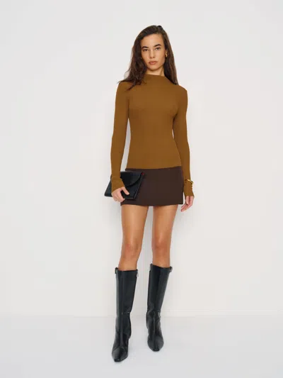 Reformation Giselle Turtleneck Sweater Brown Xl