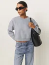 Reformation Grace Cropped Vintage Oversized Crewneck Sweatshirt In Heather Grey