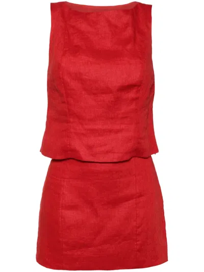 Reformation Grace Linen Skirt Suit In Red