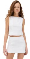 REFORMATION GRACE LINEN TWO PIECE DRESS WHITE