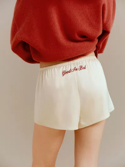 Reformation Gracie Satin Pajama Short Ivory Large In White