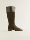 Reformation Graham Knee High Boot In Truffle Suede