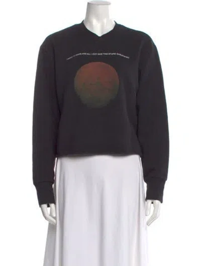 Pre-owned Reformation Graphic Print Crew Neck Sweater In Gray