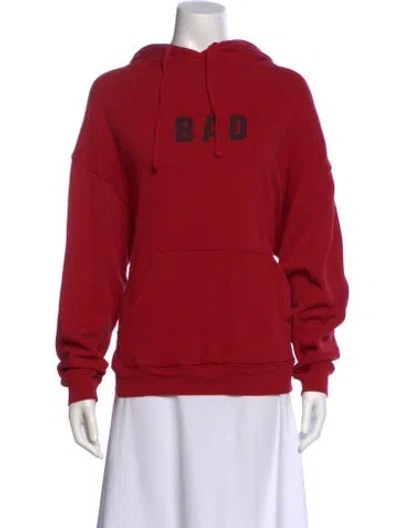 Pre-owned Reformation Graphic Print Crew Neck Sweater In Red