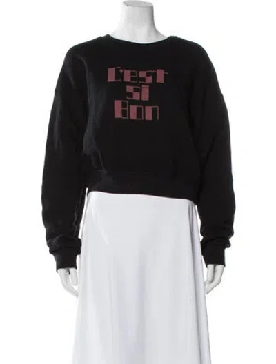 Pre-owned Reformation Graphic Print Crew Neck Sweatshirt In Black