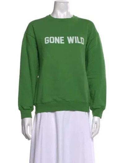 Pre-owned Reformation Graphic Print Crew Neck Sweatshirt In Green