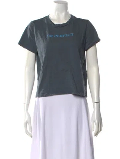 Pre-owned Reformation Graphic Print Crew Neck T-shirt In Blue