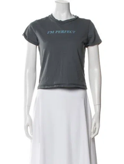Pre-owned Reformation Graphic Print Crew Neck T-shirt In Gray