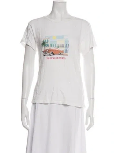 Pre-owned Reformation Graphic Print Crew Neck T-shirt In Neutral