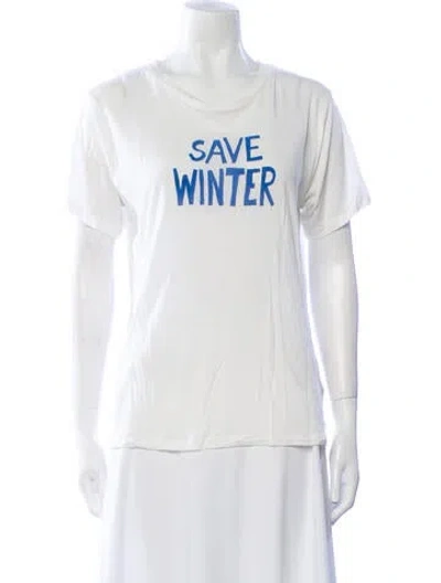 Pre-owned Reformation Graphic Print Crew Neck T-shirt In White