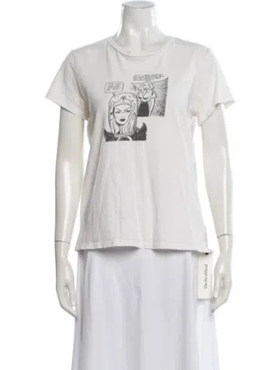 Pre-owned Reformation Graphic Print Crew Neck T-shirt In White