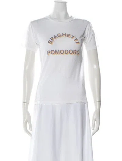 Pre-owned Reformation Graphic Print Crew Neck T-shirt In White