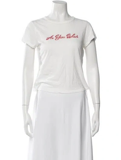 Pre-owned Reformation Graphic Print Crew Neck T-shirt In White