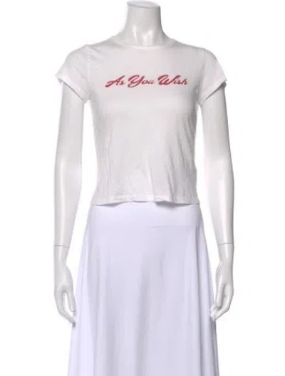 Pre-owned Reformation Graphic Print Crew Neck T-shirt In White