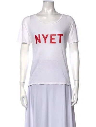 Pre-owned Reformation Graphic Print Crew Neck T-shirt In White