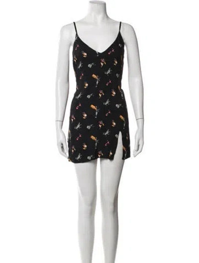 Pre-owned Reformation Graphic Print Mini Dress In Black