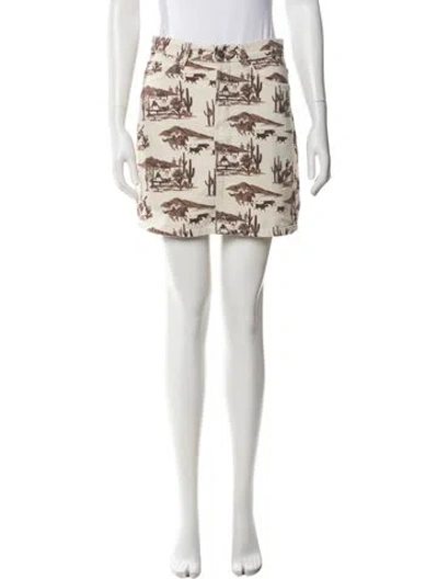 Pre-owned Reformation Graphic Print Mini Skirt In Blue