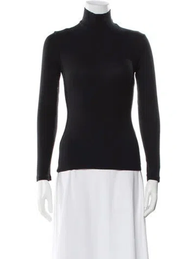 Pre-owned Reformation Graphic Print Turtleneck Top In Black