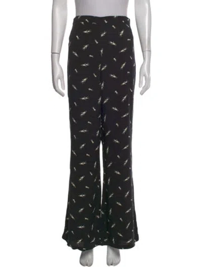 Pre-owned Reformation Graphic Print Wide Leg Pants In Black