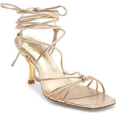 Reformation Gray Knotted Sandal In Gold