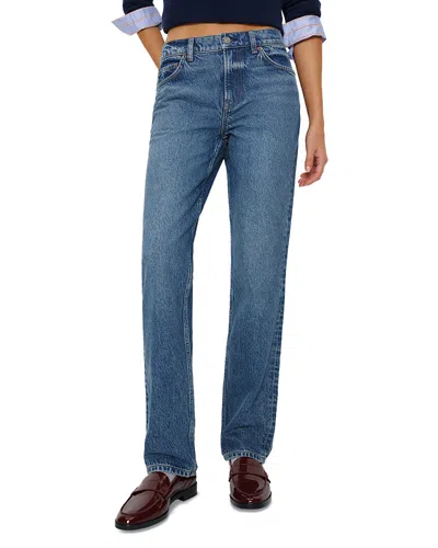 Reformation Greer Mid Rise Straight Jeans In Blue
