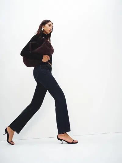 Reformation Greer Mid Rise Straight Short Jeans Blue 32s