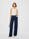 Reformation Greta Super Stretch Low Rise Wide Leg Jeans In Blue