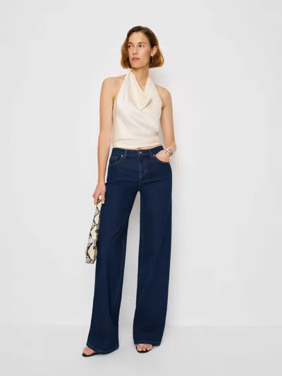 Reformation Greta Super Stretch Low Rise Wide Leg Jeans In Blue