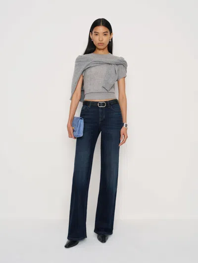Reformation Greta Super Stretch Low Rise Wide Leg Jeans In Blue
