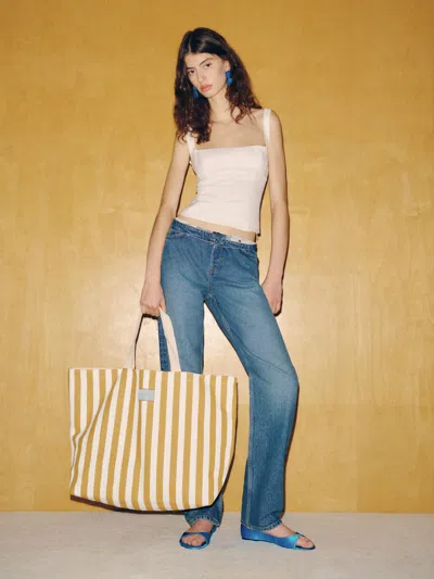 Reformation Grow Tote Yellow Stripe Canvas