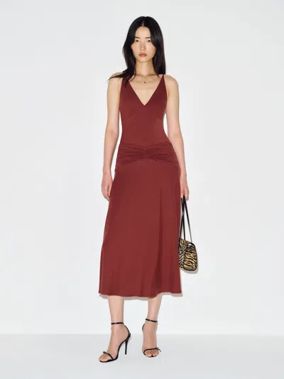 Reformation Gwen Knit Dress Pink Large In Burgundy