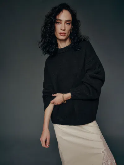 Reformation Gwen Oversized Regenerative Wool Sweater In Black