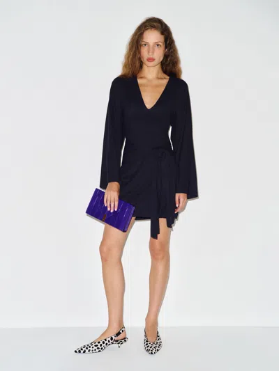 Reformation Hadley Knit Dress Black Large In Noir