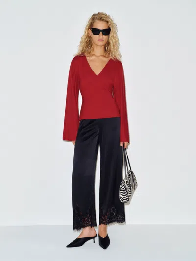 Reformation Hadley Knit Top Red Large