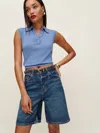 Reformation Hale High Rise 8" Jean Shorts In Lanier
