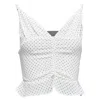 Reformation Hall Polka Dot V Neck Retro Ruched Tank Top In White
